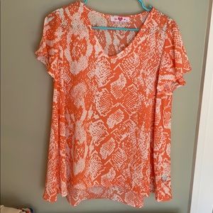 orange snakeskin top